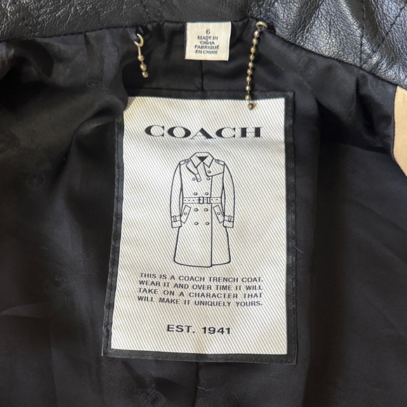 Coach Tan and Black Cotton Leather Wool Trench Coat - Picture 7 of 15